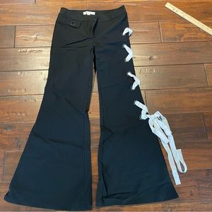 Nylon black kick flare pants small